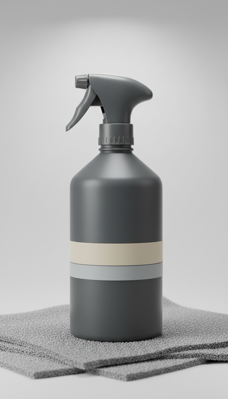 Minimalist detailing spray bottle with ergonomic grip